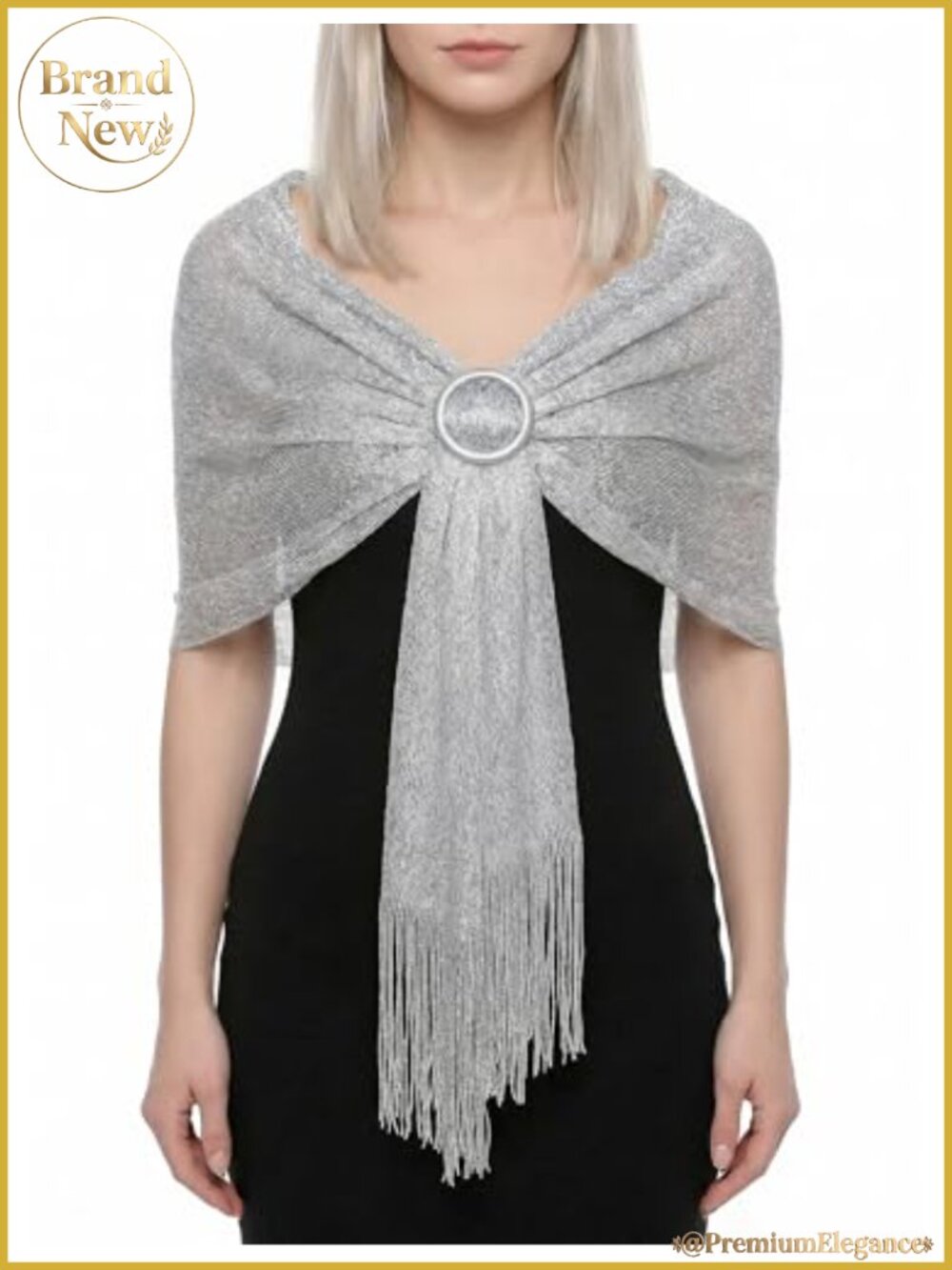Metallic Shawl Wrap Evening Dress Cover Up Fringe Prom Wedding